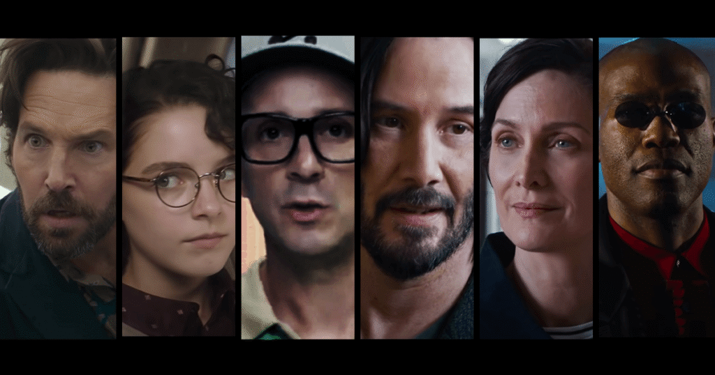 Six actors and characters we've seen on our screens recently as we anticipate a wave of nostalgia in the winter of 2021. From left, a bearded Paul Rudd in Ghostbusters: Afterlife, Mckenna Grace is the obvious grandchild of Harold Ramis' Egon Spengler in Ghostbusters: Afterlife, Steve Burns delivered a long-awaited personal message to the now-grown-up Blues Clues audience; Keanu Reeves definitely has a John Wick vibe in the new trailer for The Matrix: Resurrections, Carrie Ann Moss returns as Trinity (or does she?) and Yahya Abdul-Mateen II is Morpheus now?