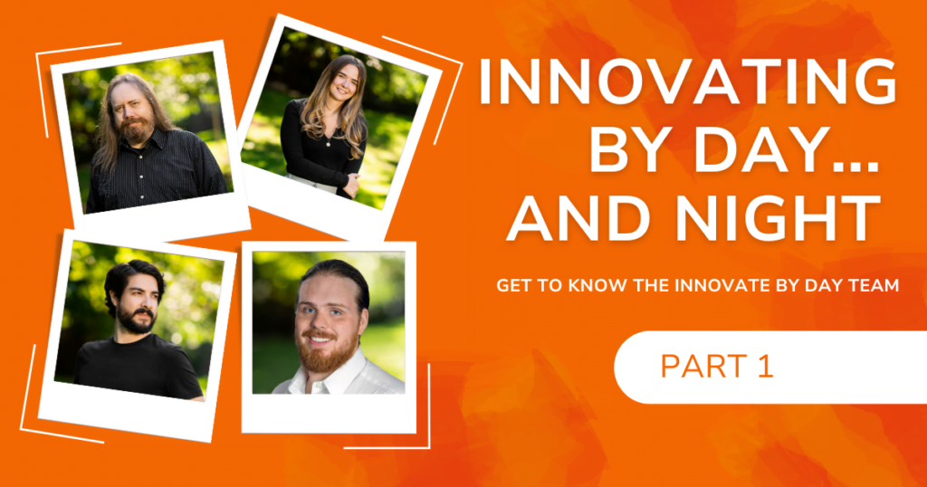 A collage of 4 employees accompanied by the header "Innovating By Day and Night".